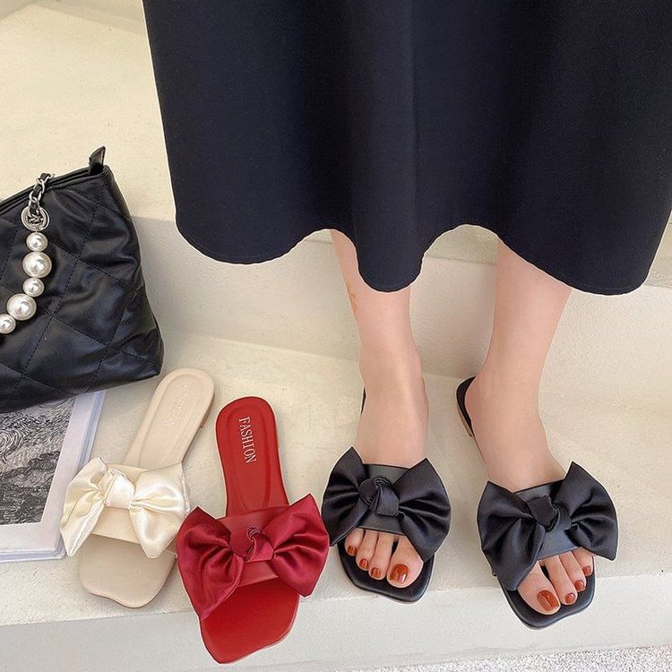 Bow Sandals Satin Slide