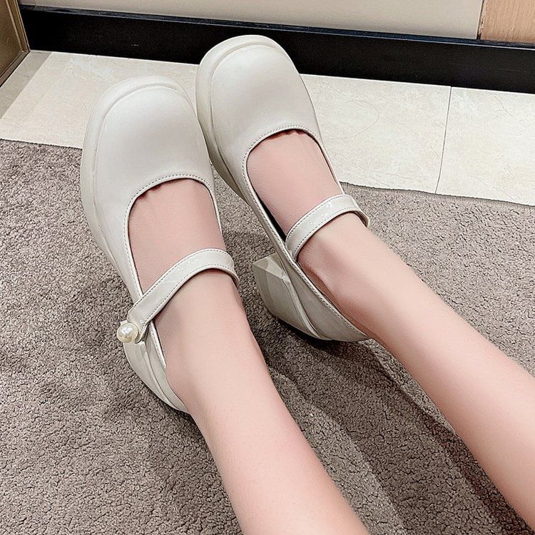 Heel Jane Block Mary Platform Pumps