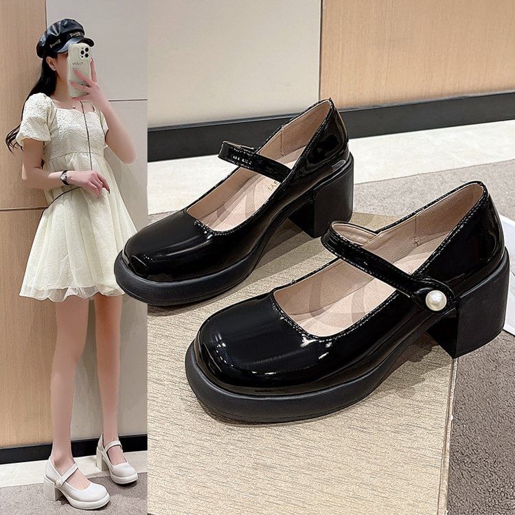 Heel Jane Block Mary Platform Pumps