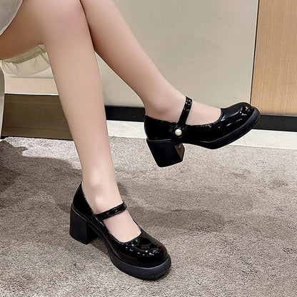 Heel Jane Block Mary Platform Pumps