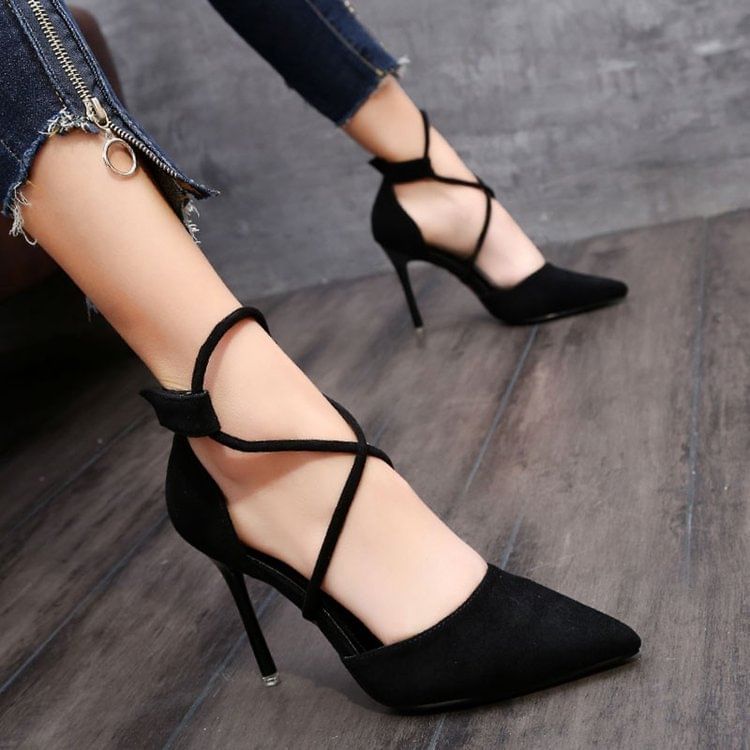 Pointed Pumps Strapped Toe Stiletto
