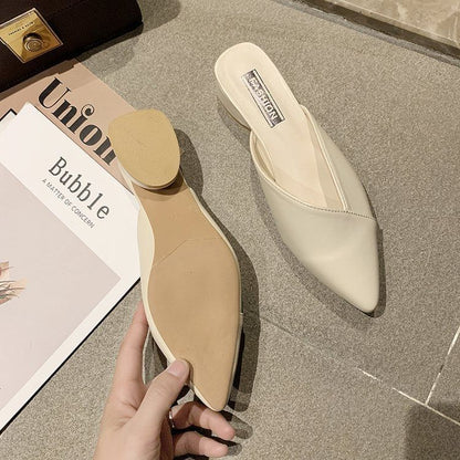 Toe Mules Pointed Faux Leather