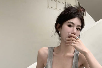 Scoop Neck Gradient Ribbed Slim Fit Tank Top