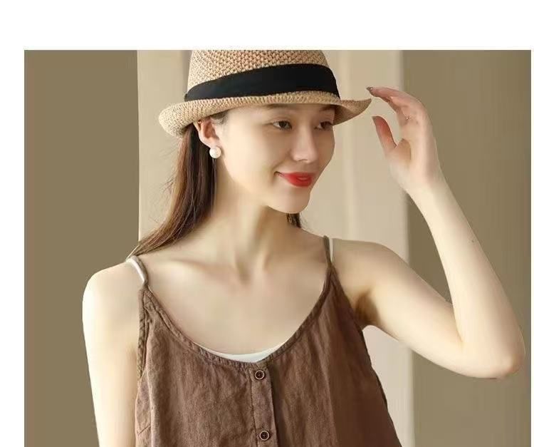 Scoop Neck Plain Buttoned Camisole Top