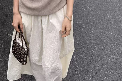 Knit Off-Shoulder Top Plain Short-Sleeve