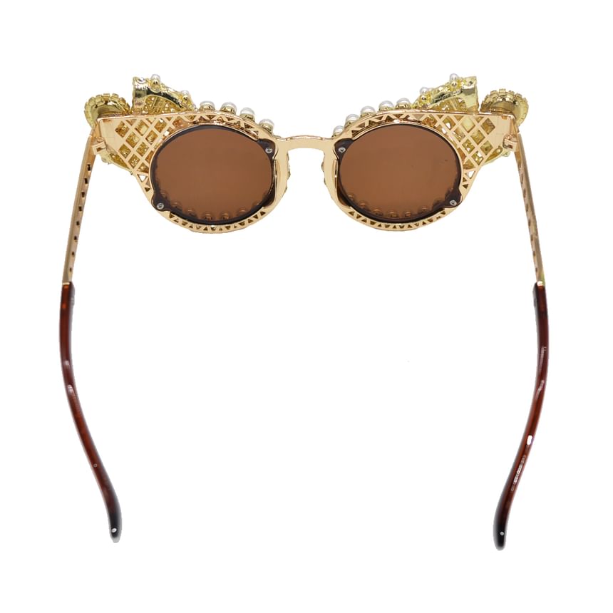 Rhinestone Pearl Eye Faux Sunglasses Cat