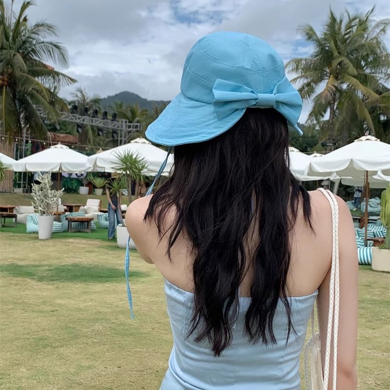 Lettering Striped Hat Applique Sun