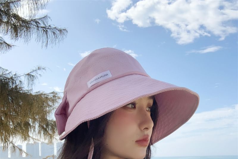 Lettering Striped Hat Applique Sun