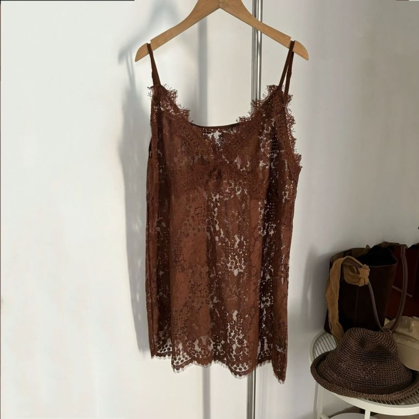 Wholesale Sample Spaghetti Strap V-Neck Plain Lace Cami Top