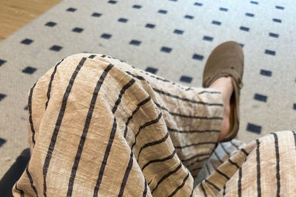 Wide High Plain Waist Leg Striped Pants
