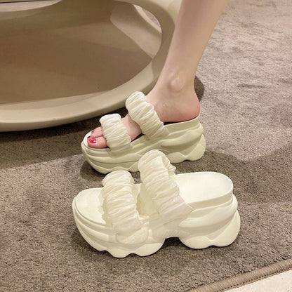 Ruched Slide Sandals Platform