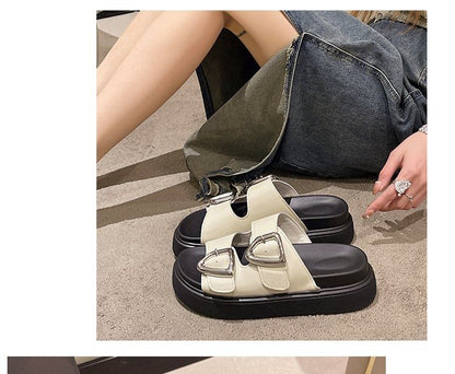 Buckled Slide Platform Sandals