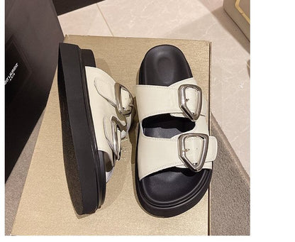 Buckled Slide Platform Sandals