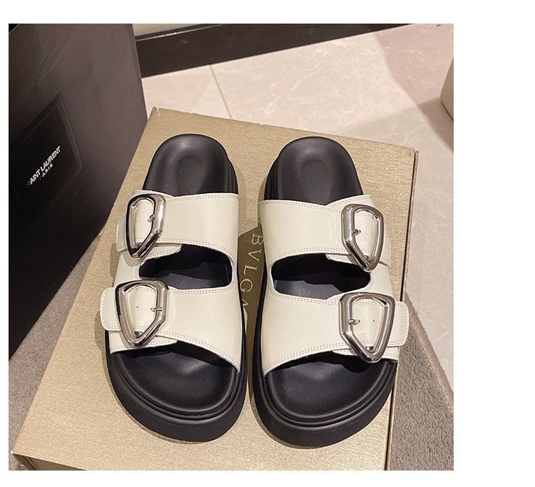 Buckled Slide Platform Sandals