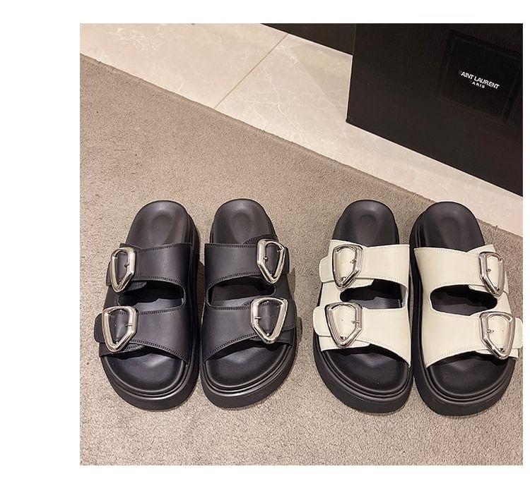 Buckled Slide Platform Sandals