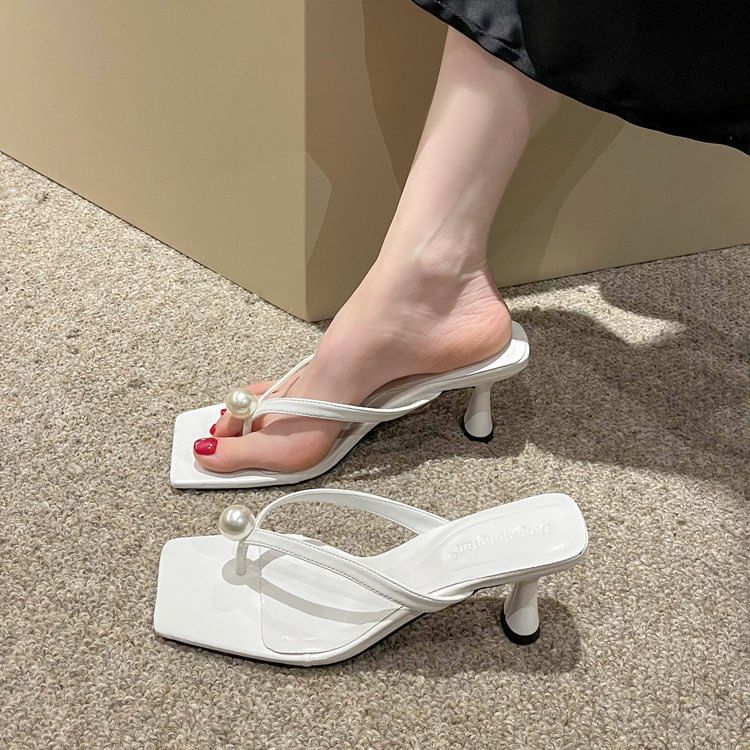 Flip-Flops Faux Heel Pearl Kitten