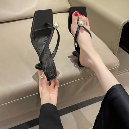 Flip-Flops Faux Heel Pearl Kitten