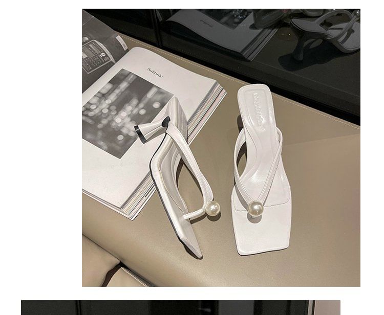 Flip-Flops Faux Heel Pearl Kitten