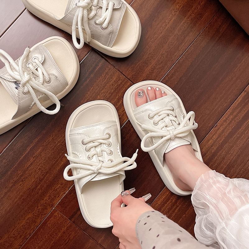 Lace-Up Sandals Platform Slide