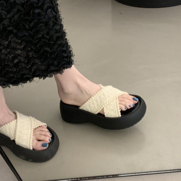 Sandals Cross Platform Slide Strap
