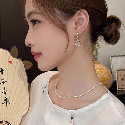 Floral Enamel Pipa Earring Drop
