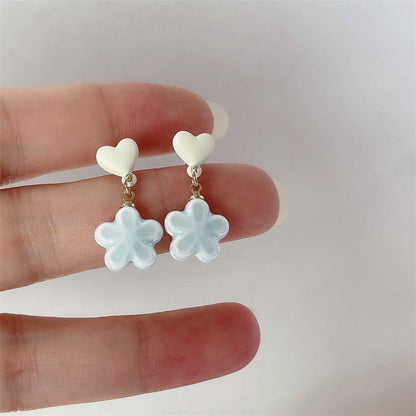 Earring On / Drop Heart Flower Clip
