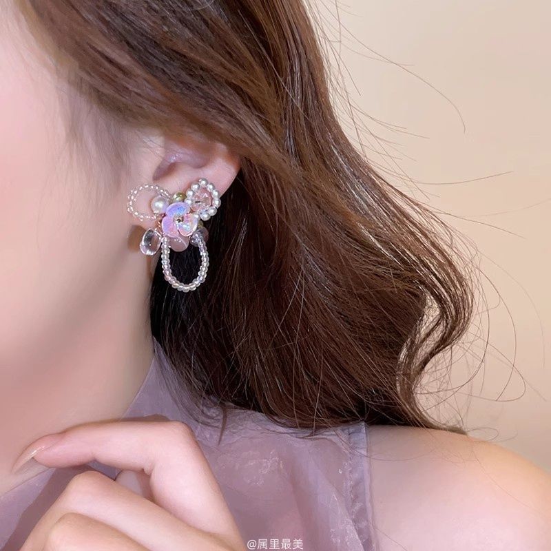 Floral Beaded Stud Earring