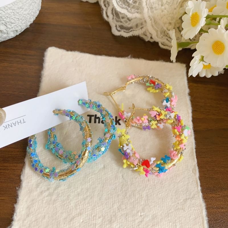 Heart / Bow Earring Star Hoop