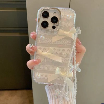 Lace Case Adhesive Phone Decoration Set Strap Ribbon Print /