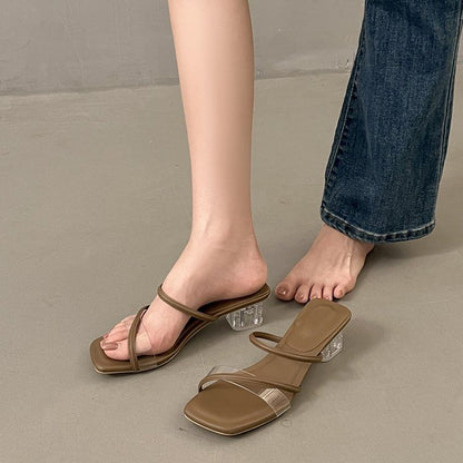 Square Heel PVC Toe Low Sandals Slide