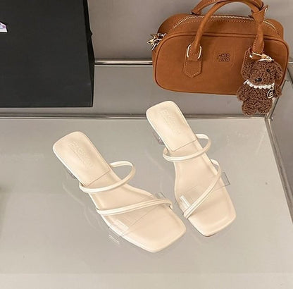 Square Heel PVC Toe Low Sandals Slide