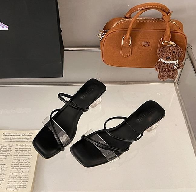 Square Heel PVC Toe Low Sandals Slide