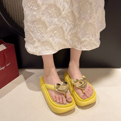 Heart Accent Flops Platform Flip