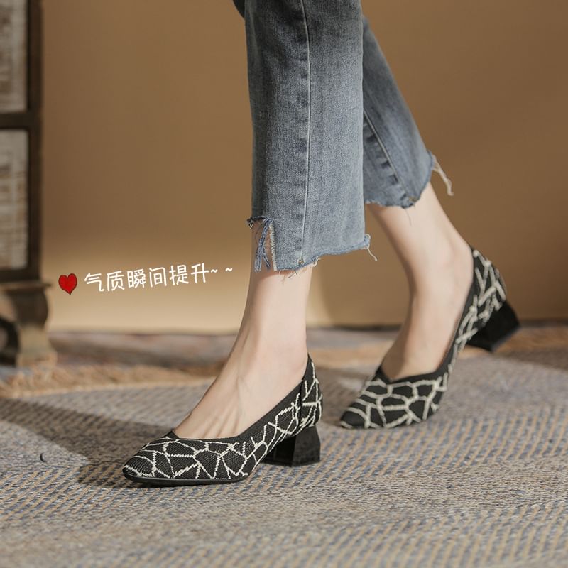 Pointed Chunky Heel Pumps