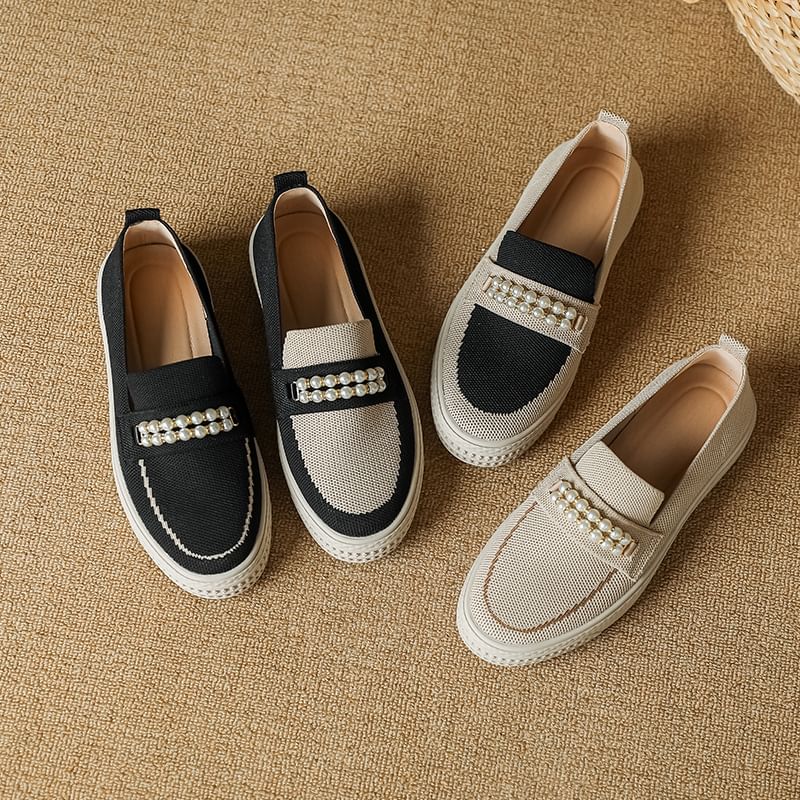 Sample Faux Pearl Platform Slip-Ons