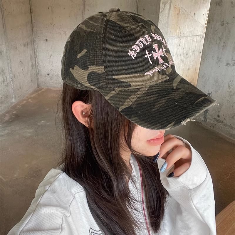 Camouflage Embroidered Cap Baseball Cross