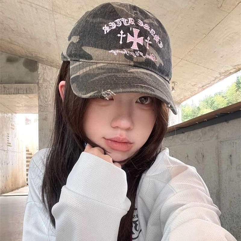 Camouflage Embroidered Cap Baseball Cross