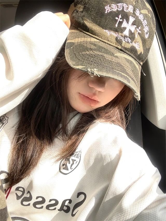 Camouflage Embroidered Cap Baseball Cross