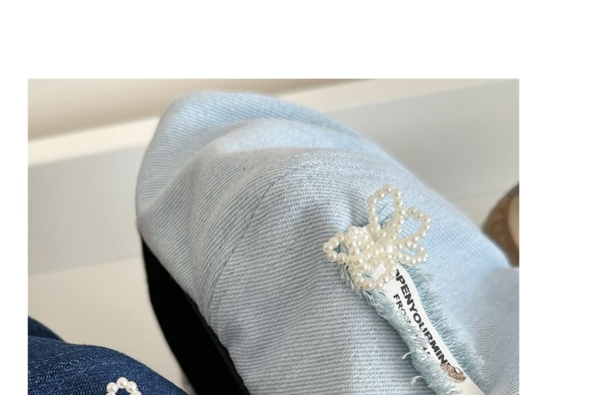 Denim Lettering Beret