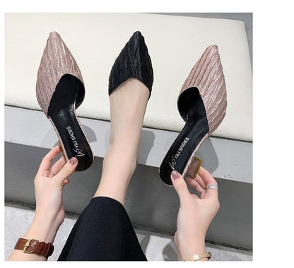Kitten Pointed Heel Toe Mules