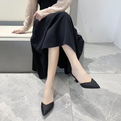 Kitten Pointed Heel Toe Mules