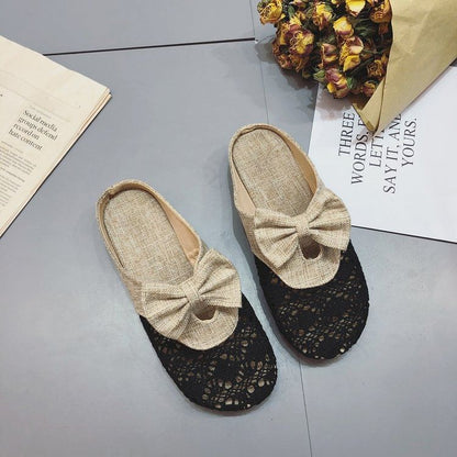 Cutout Round Bow Toe Mules