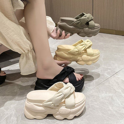 Slide Platform Sandals Cross Criss