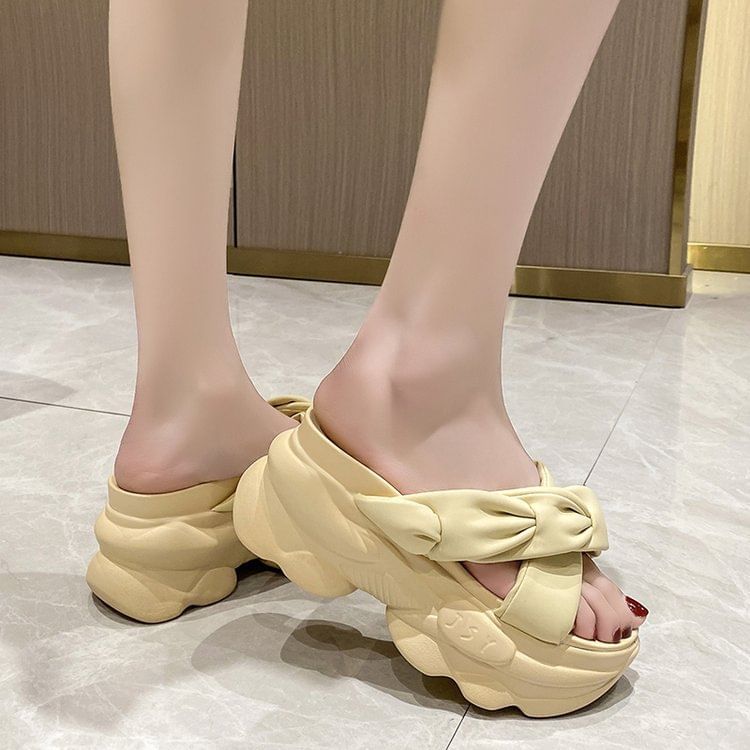 Slide Platform Sandals Cross Criss