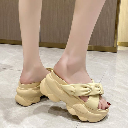Slide Platform Sandals Cross Criss
