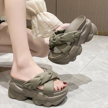 Slide Platform Sandals Cross Criss