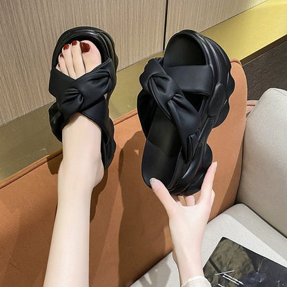 Slide Platform Sandals Cross Criss