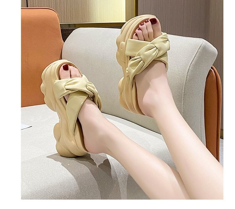 Slide Platform Sandals Cross Criss