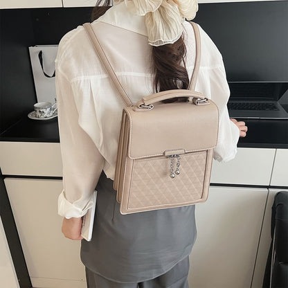 Faux Flap Backpack Leather Plain
