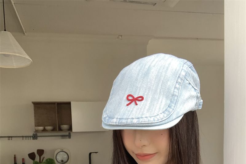 Ribbon Newsboy Cap Denim